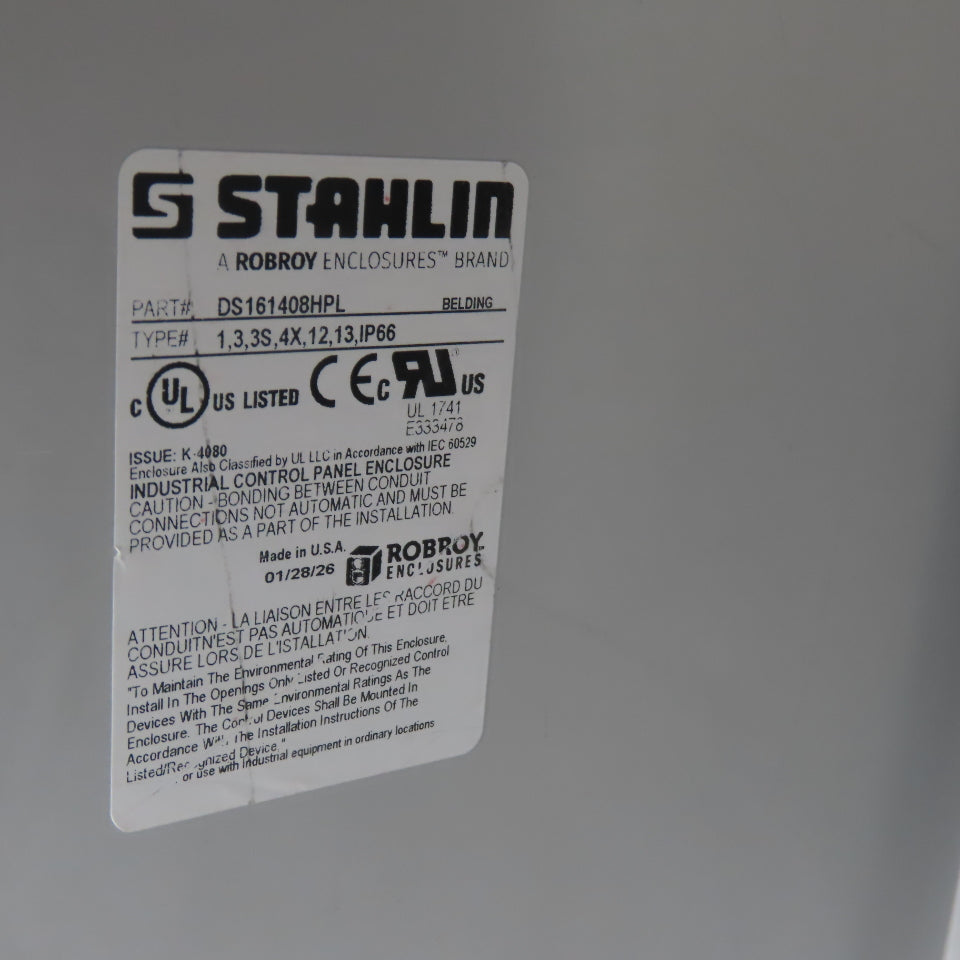 Stahlin DS161408HPL 16" x 14" x 8" Fiberglass Electrical Control Panel Enclosure