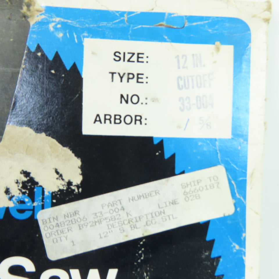 Rockwell 33-004 12" Cross Cut Blade 4000 RPM 1" 5/8" Arbor
