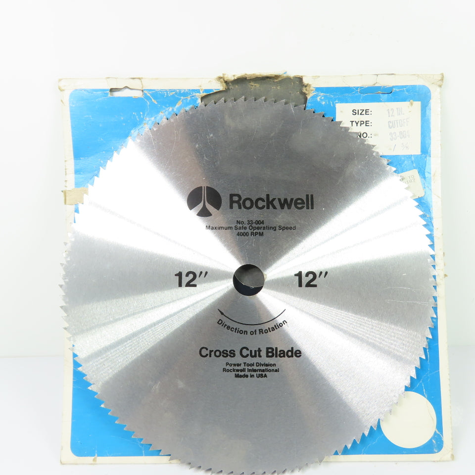 Rockwell 33-004 12" Cross Cut Blade 4000 RPM 1" 5/8" Arbor