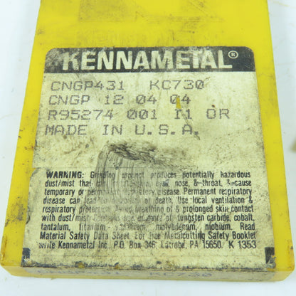 Kennametal CNGP431 KC730 Carbide Turning Insert TiN Coated Lot Of 4