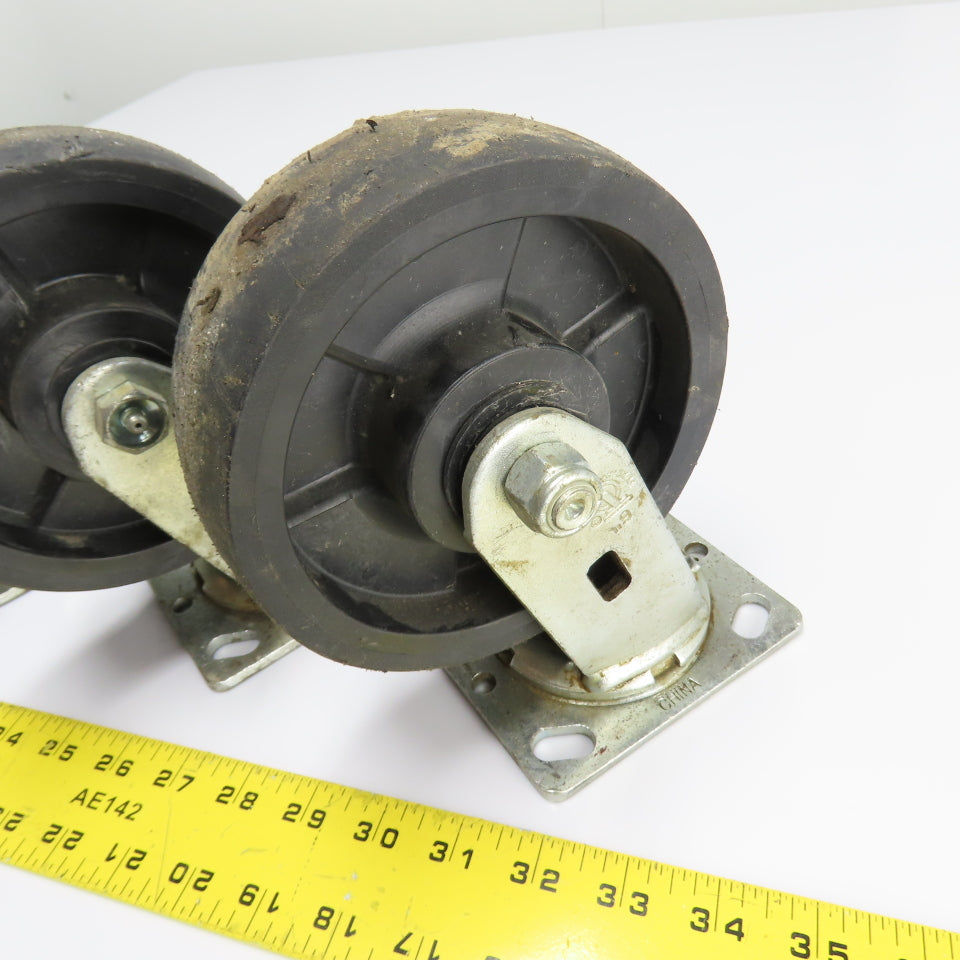 Heavy Duty 6" OD Swivel Industrial Casters 7-1/2" Tall Set of 4