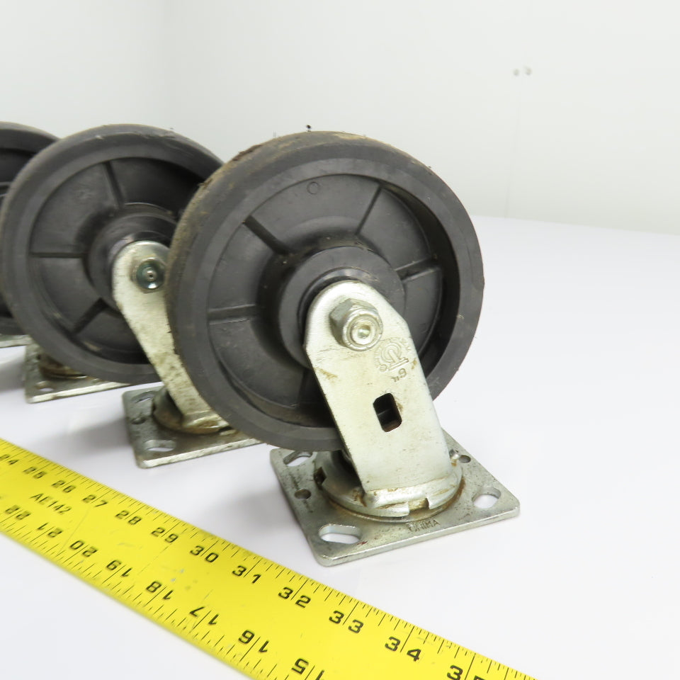 Heavy Duty 6" OD Swivel Industrial Casters 7-1/2" Tall Set of 4