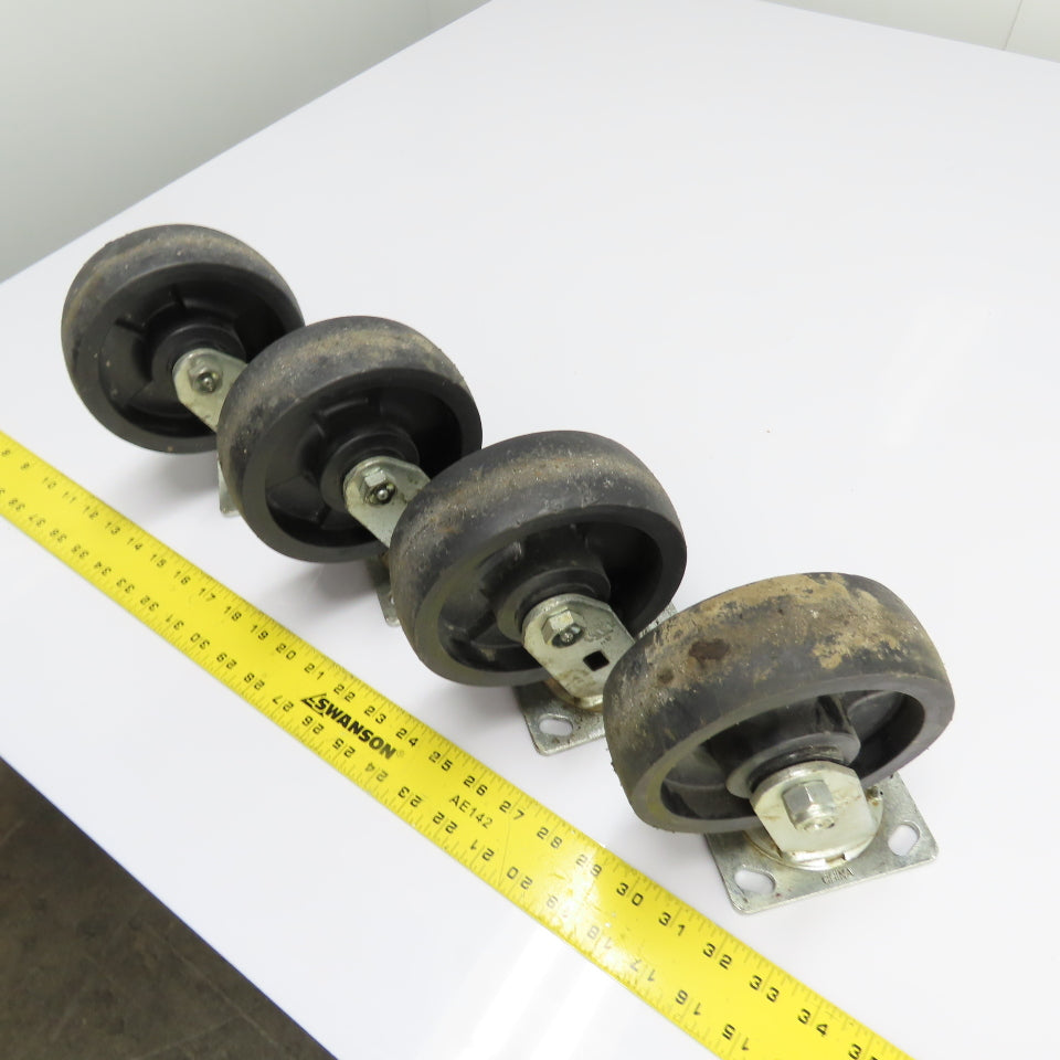 Heavy Duty 6" OD Swivel Industrial Casters 7-1/2" Tall Set of 4