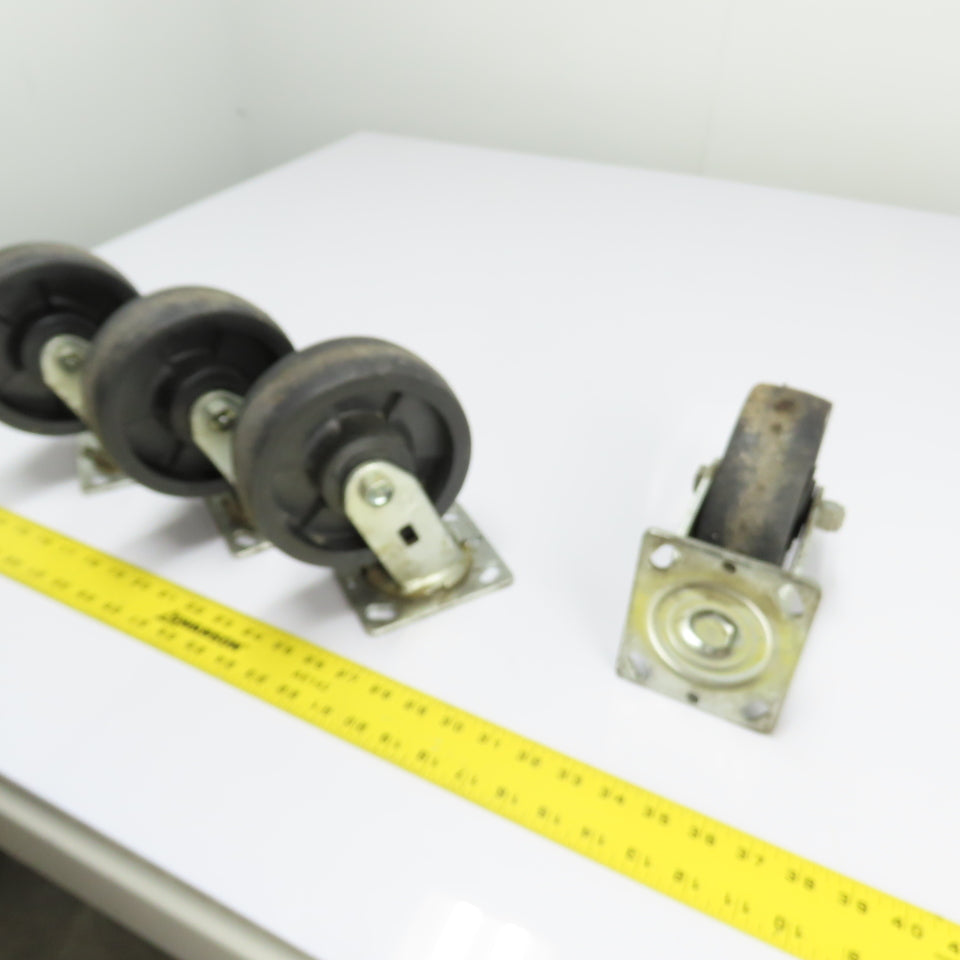 Heavy Duty 6" OD Swivel Industrial Casters 7-1/2" Tall Set of 4