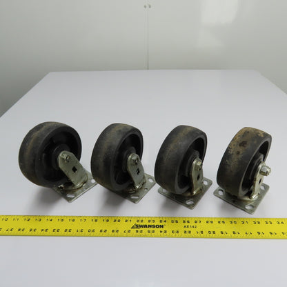 Heavy Duty 6" OD Swivel Industrial Casters 7-1/2" Tall Set of 4