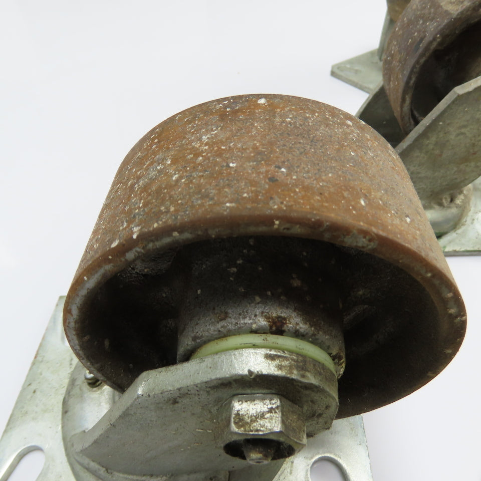 Heavy Duty 4" Cast Iron Casters (2 Swivel 2 Fixed) Set of 4