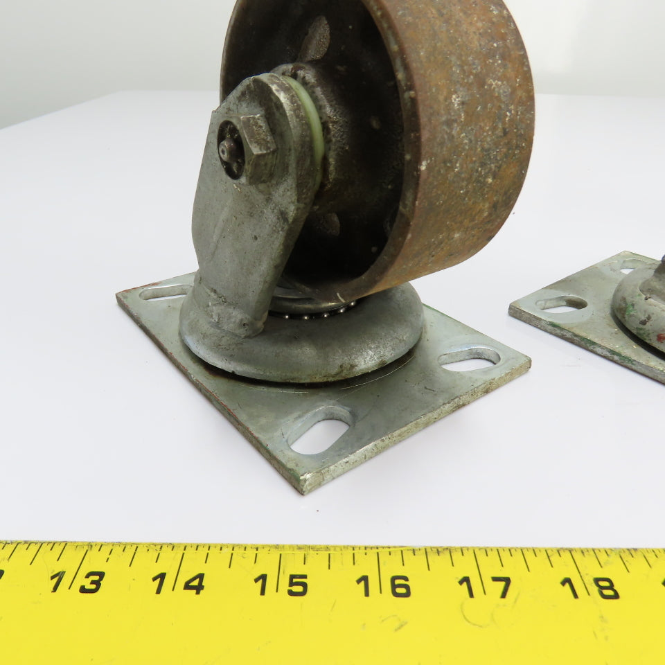 Heavy Duty 4" Cast Iron Casters (2 Swivel 2 Fixed) Set of 4