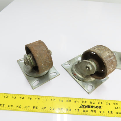 Heavy Duty 4" Cast Iron Casters (2 Swivel 2 Fixed) Set of 4
