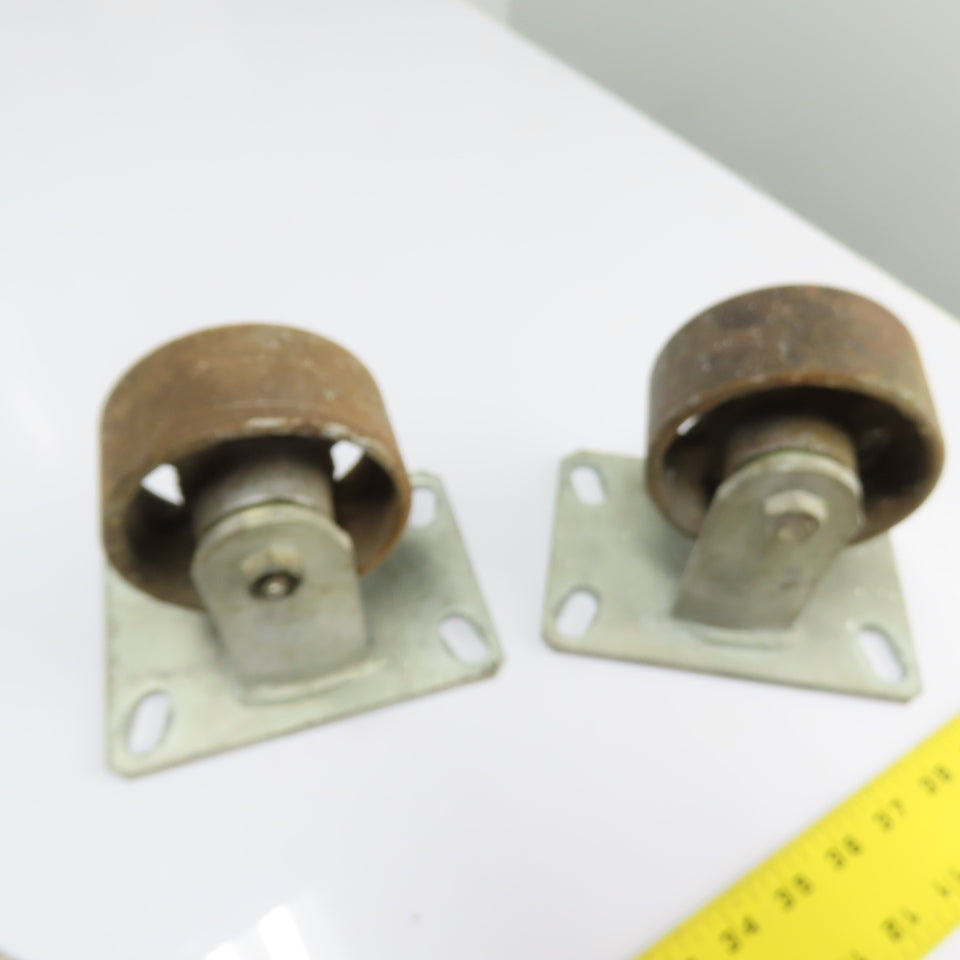 Heavy Duty 4" Cast Iron Casters (2 Swivel 2 Fixed) Set of 4