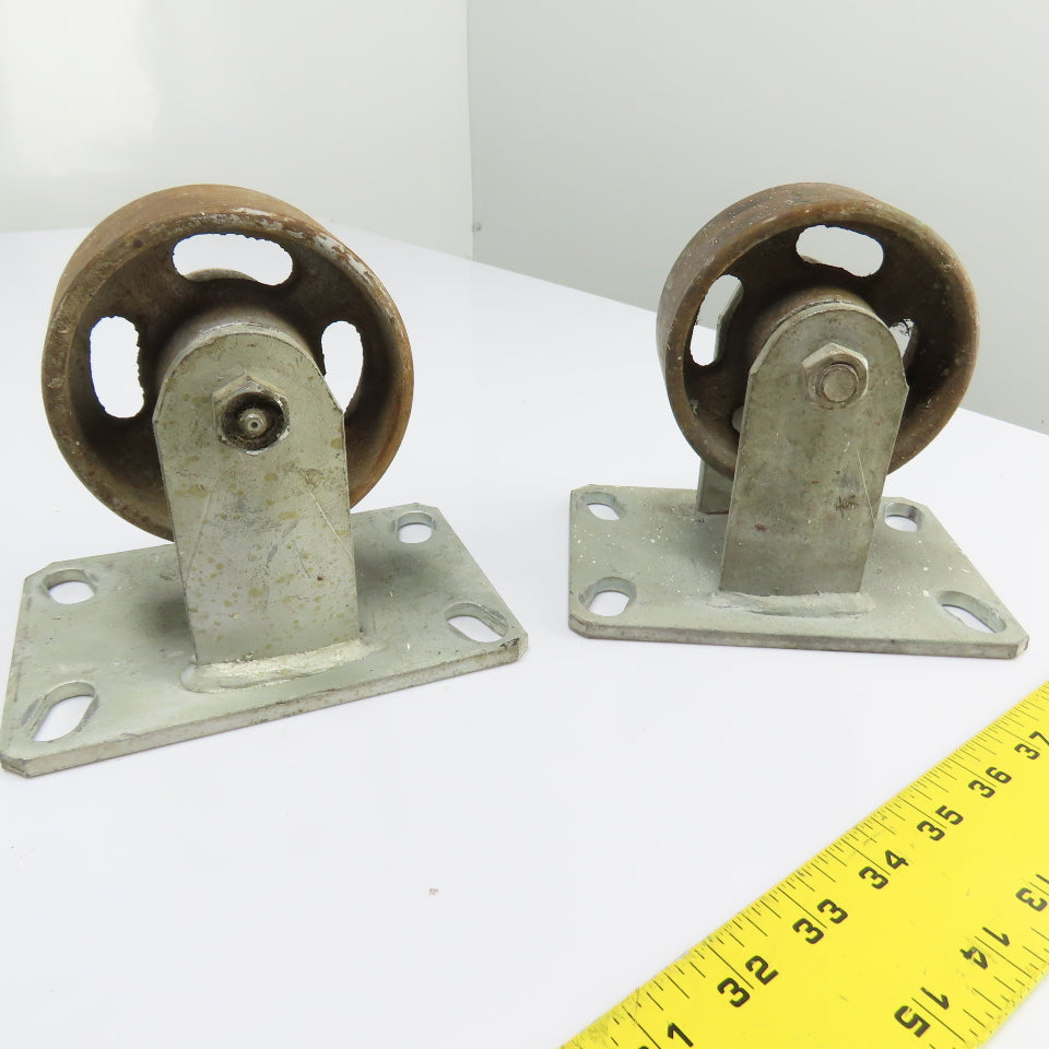 Heavy Duty 4" Cast Iron Casters (2 Swivel 2 Fixed) Set of 4