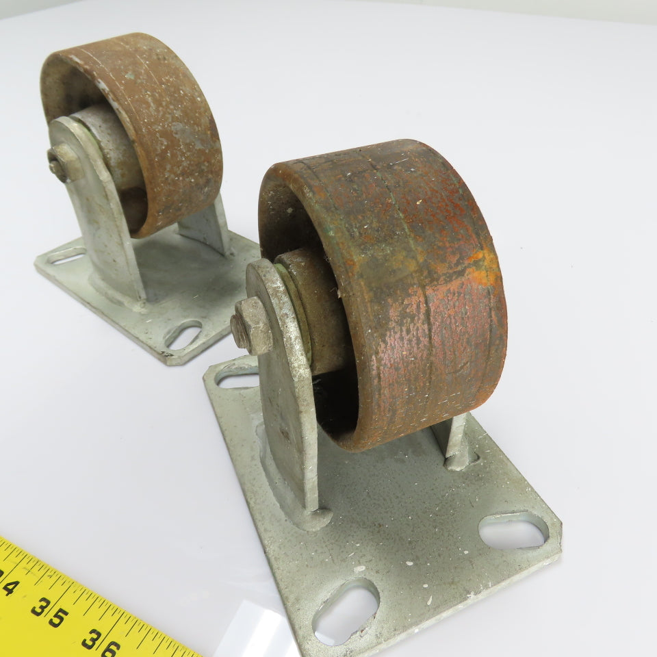 Heavy Duty 4" Cast Iron Casters (2 Swivel 2 Fixed) Set of 4