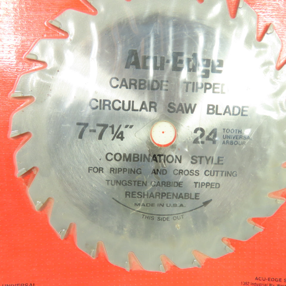 Acu-Edge AC 725 7-7 1/4" Carbide Tipped Circular Saw Blade 24 Tooth Universal Arbor