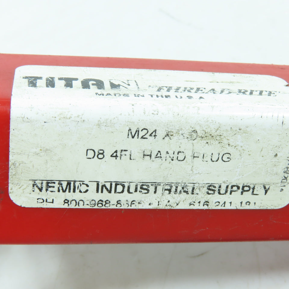 Titan M24 x 3.0 Metric D8 4 Flute Plug Hand Tap