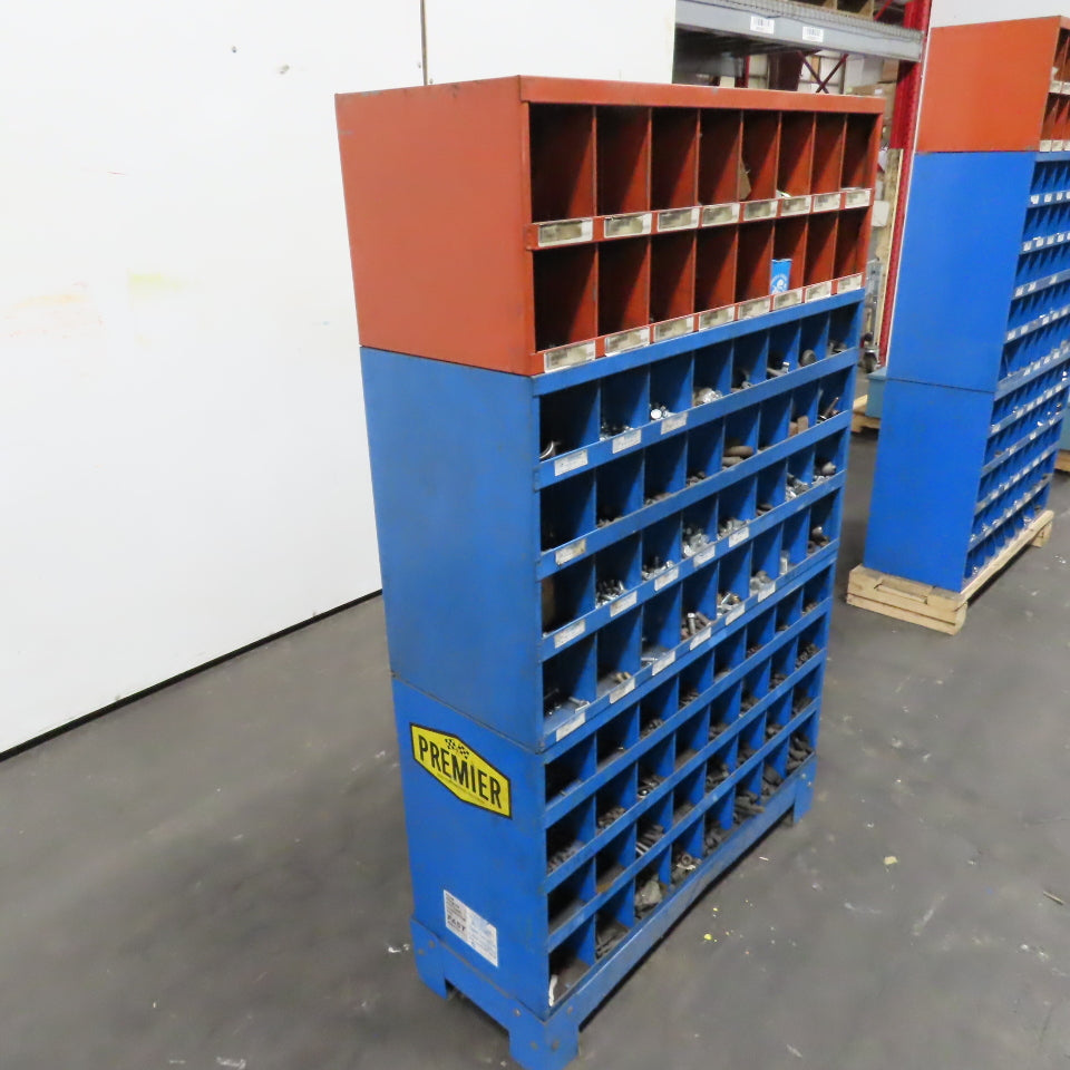 34"x12"x56" 80-Cubby Storage Parts Bin W/ Assorted Hardware Bolts Nuts Washers