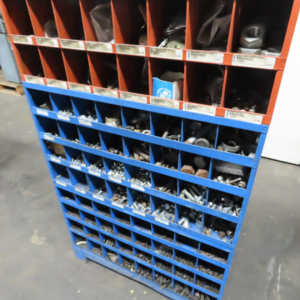 34"x12"x56" 80-Cubby Storage Parts Bin W/ Assorted Hardware Bolts Nuts Washers