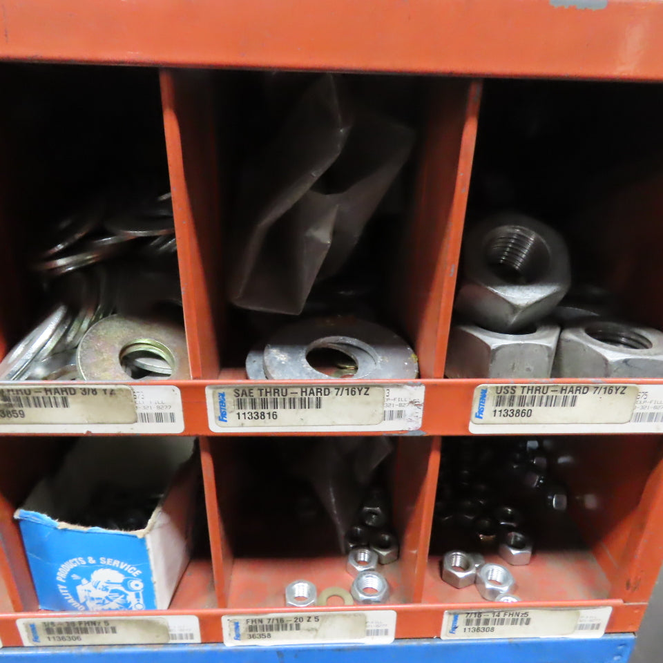 34"x12"x56" 80-Cubby Storage Parts Bin W/ Assorted Hardware Bolts Nuts Washers