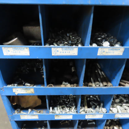 34"x12"x56" 80-Cubby Storage Parts Bin W/ Assorted Hardware Bolts Nuts Washers