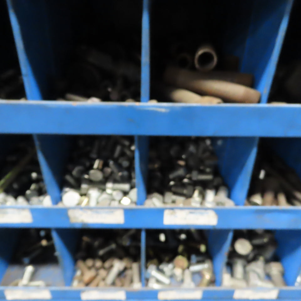 34"x12"x56" 80-Cubby Storage Parts Bin W/ Assorted Hardware Bolts Nuts Washers