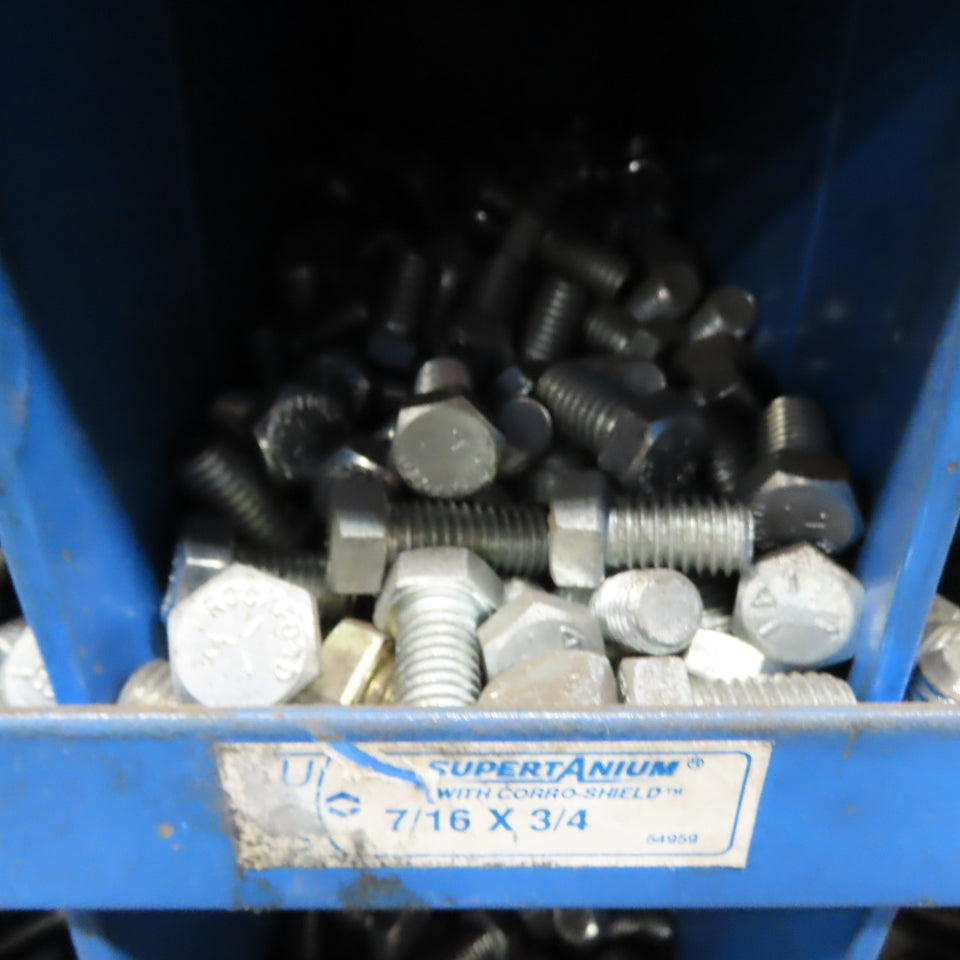 34"x12"x56" 80-Cubby Storage Parts Bin W/ Assorted Hardware Bolts Nuts Washers
