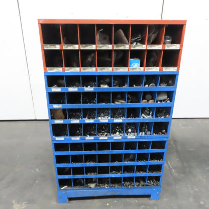 34"x12"x56" 80-Cubby Storage Parts Bin W/ Assorted Hardware Bolts Nuts Washers