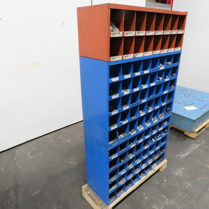 34"x12"x59.5" 96-Cubby Storage Parts Bin W/ Assorted Hardware Bolts Nuts Washers