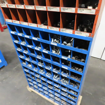 34"x12"x59.5" 96-Cubby Storage Parts Bin W/ Assorted Hardware Bolts Nuts Washers