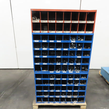 34"x12"x59.5" 96-Cubby Storage Parts Bin W/ Assorted Hardware Bolts Nuts Washers