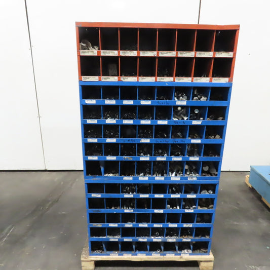 34"x12"x59.5" 96-Cubby Storage Parts Bin W/ Assorted Hardware Bolts Nuts Washers