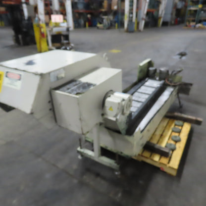 Enomoto Incline Chip Conveyor 3Ph 220V 56"x9.5" Intake 1.5FPM W/Coolant Recovery