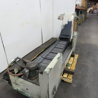 Enomoto Incline Chip Conveyor 3Ph 220V 56"x9.5" Intake 1.5FPM W/Coolant Recovery