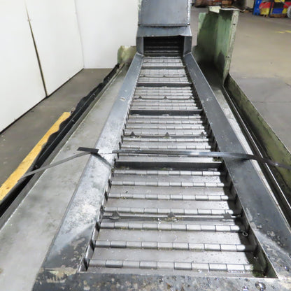 Enomoto Incline Chip Conveyor 3Ph 220V 56"x9.5" Intake 1.5FPM W/Coolant Recovery