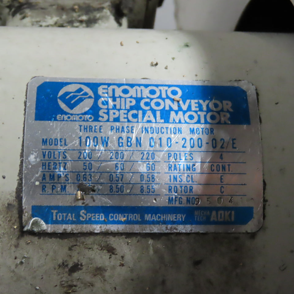 Enomoto Incline Chip Conveyor 3Ph 220V 56"x9.5" Intake 1.5FPM W/Coolant Recovery