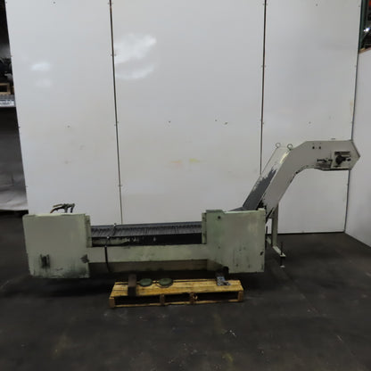 Enomoto Incline Chip Conveyor 3Ph 220V 56"x9.5" Intake 1.5FPM W/Coolant Recovery