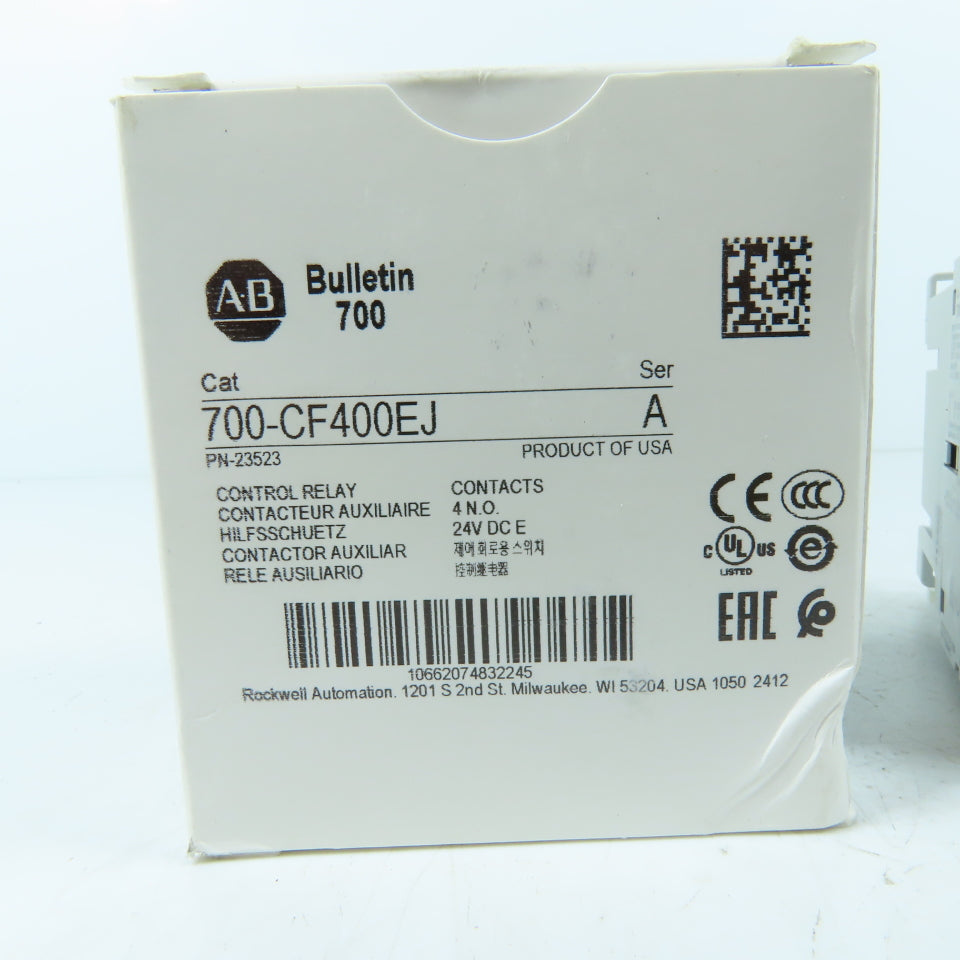 Allen Bradley 700-CF400EJ Control Relay 4 N.O Contacts 24VDC Coil