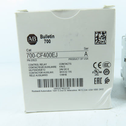 Allen Bradley 700-CF400EJ Control Relay 4 N.O Contacts 24VDC Coil