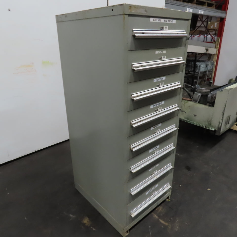 Stanley Vidmar 8 Drawer Small Parts Tools Storage Shop Cabinet 22.5" x 28" x 59"