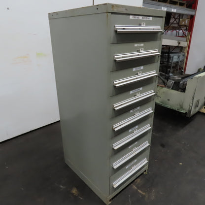 Stanley Vidmar 8 Drawer Small Parts Tools Storage Shop Cabinet 22.5" x 28" x 59"