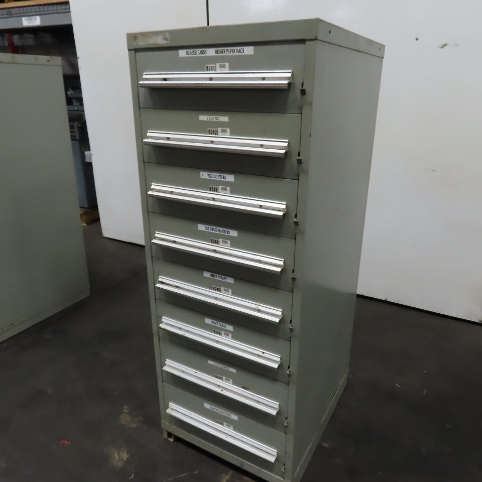 Stanley Vidmar 8 Drawer Small Parts Tools Storage Shop Cabinet 22.5" x 28" x 59"