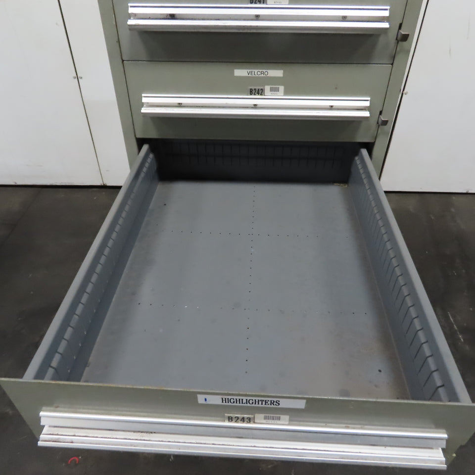 Stanley Vidmar 8 Drawer Small Parts Tools Storage Shop Cabinet 22.5" x 28" x 59"