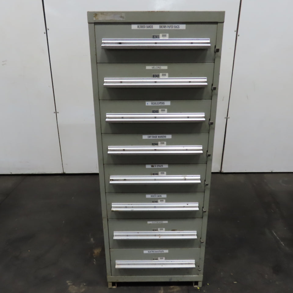 Stanley Vidmar 8 Drawer Small Parts Tools Storage Shop Cabinet 22.5" x 28" x 59"