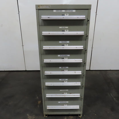 Stanley Vidmar 8 Drawer Small Parts Tools Storage Shop Cabinet 22.5" x 28" x 59"