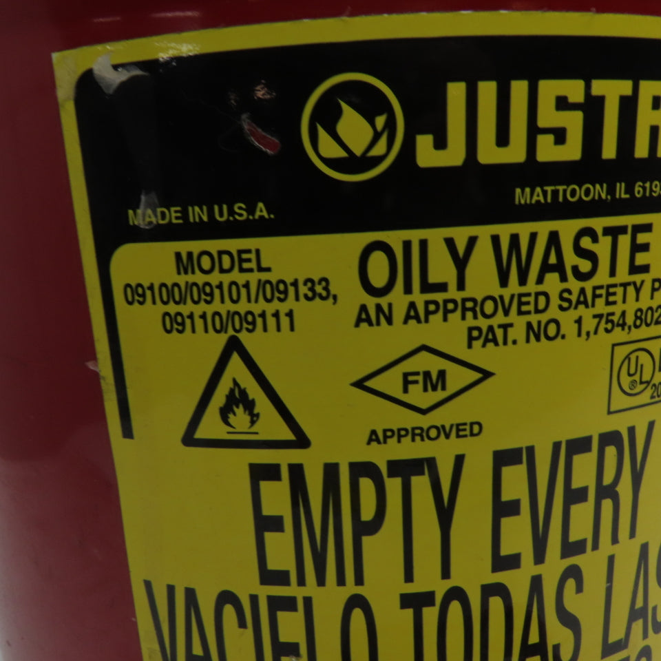 Justrite 09100 6 Gallon Self Closing Oily Rag Waste Can