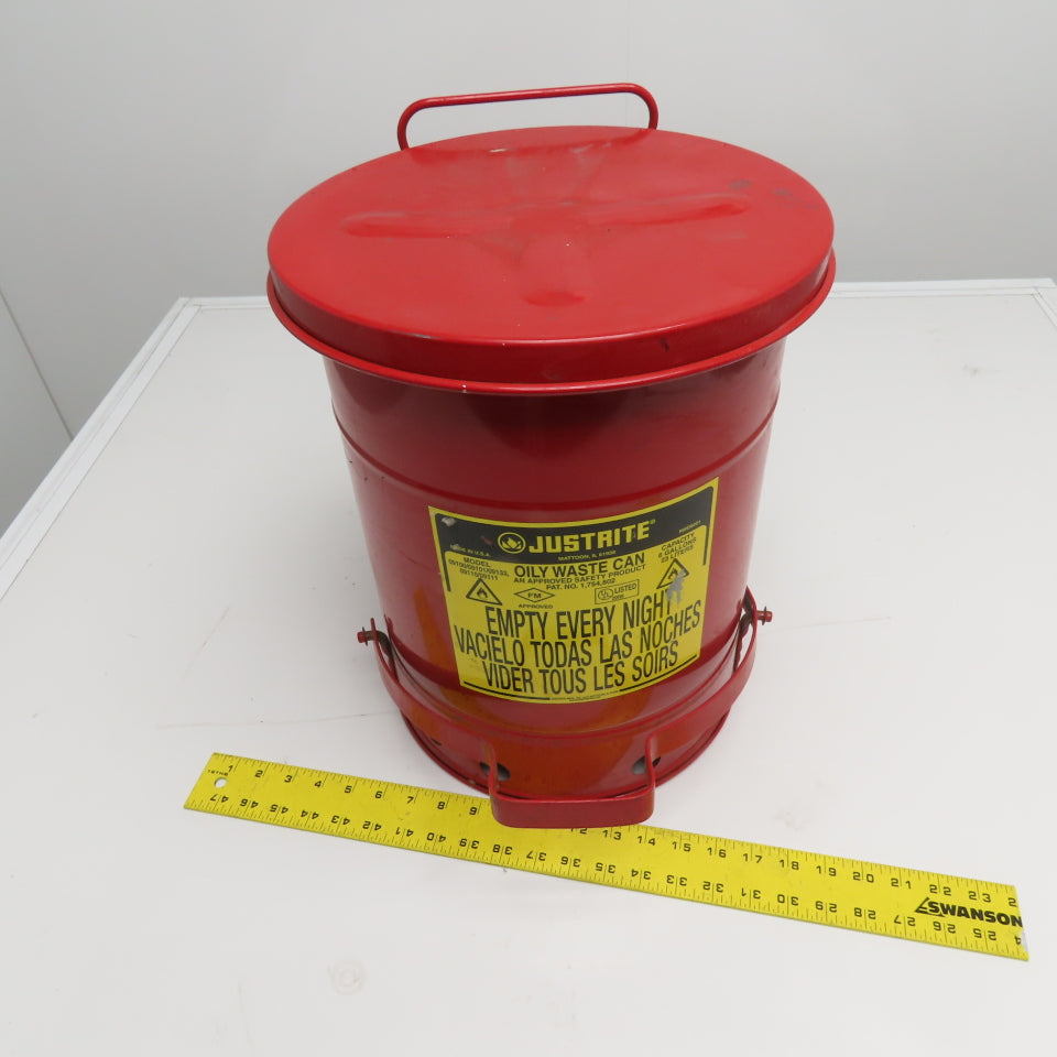Justrite 09100 6 Gallon Self Closing Oily Rag Waste Can