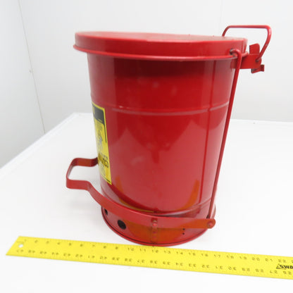 Justrite 09100 6 Gallon Self Closing Oily Rag Waste Can