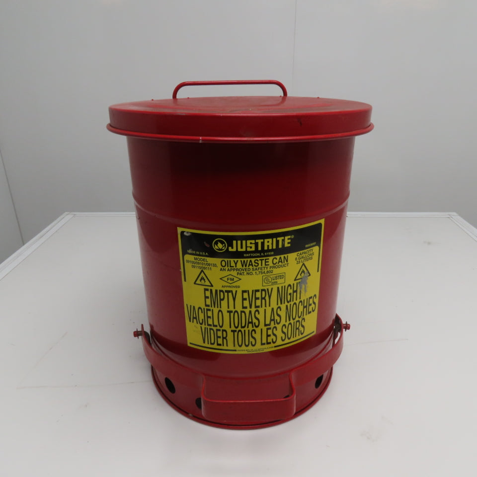 Justrite 09100 6 Gallon Self Closing Oily Rag Waste Can
