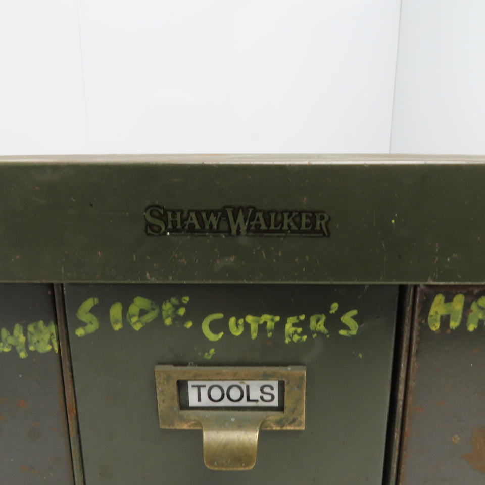 Shaw Walker 6 Drawer Card Catalog Vintage OD Green Metal 18" x 19" x 12"