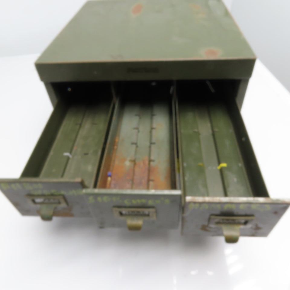 Shaw Walker 6 Drawer Card Catalog Vintage OD Green Metal 18" x 19" x 12"