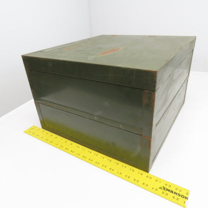 Shaw Walker 6 Drawer Card Catalog Vintage OD Green Metal 18" x 19" x 12"