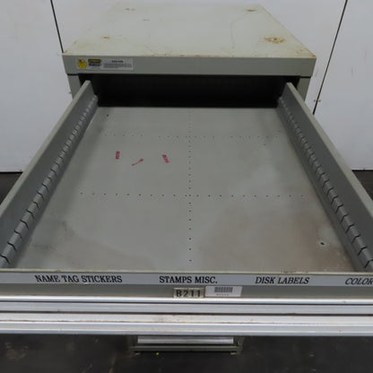 Stanley Vidmar 7 Drawer Small Parts Tools Storage Shop Cabinet 22.5" x 28" x 59"