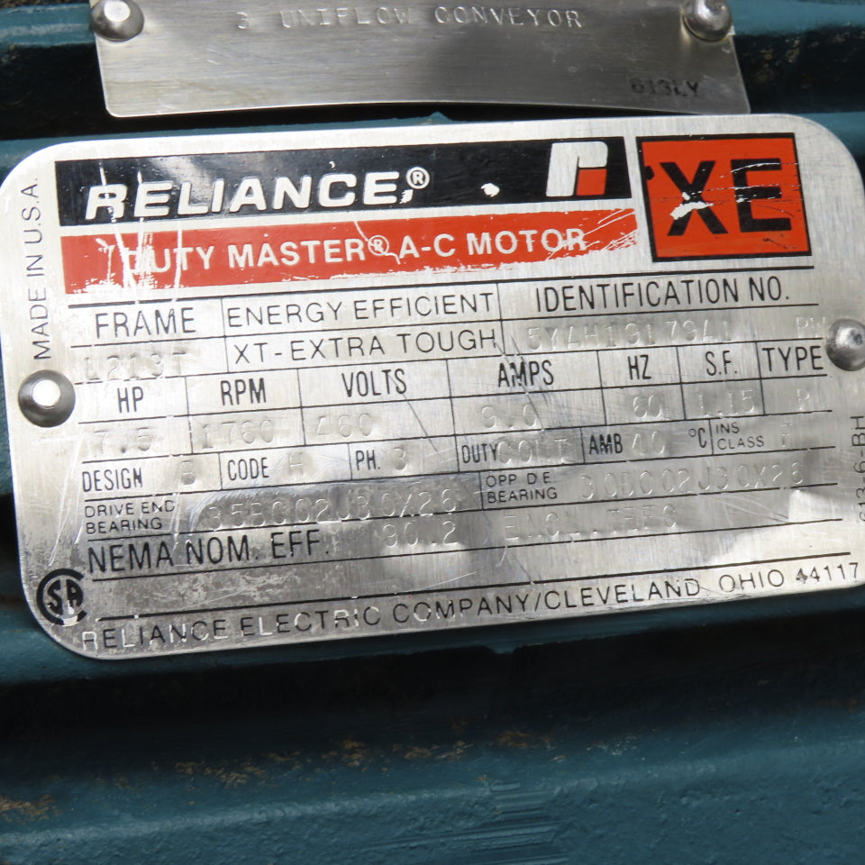 Reliance 5YAH19179A1 7.5HP Electric Motor 1760RPM 460V 3Ph 213T Frame